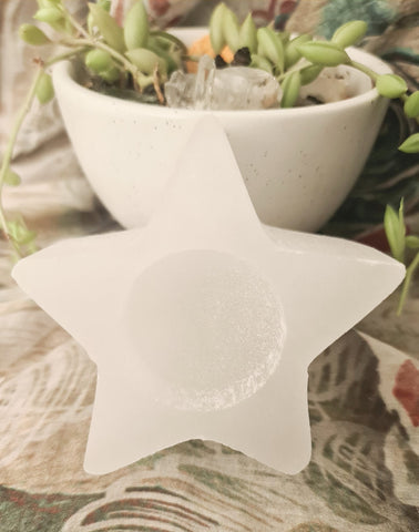 Selenite Star Tealight Holder